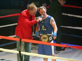 White Collar Boxing 2018 was another success with thrilling fights and all for a good cause. The event took place on Mar. 22 at the Palace Theatre in Calgary. Here, Jeff Clune (blue) celebrates after his victory over Dion Richmond.