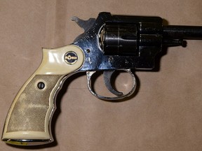 A stolen revolver used in a violent robbery in Kingston, Ont. on Wednesday, March 28, 2018. Photo supplied by Kingston Police