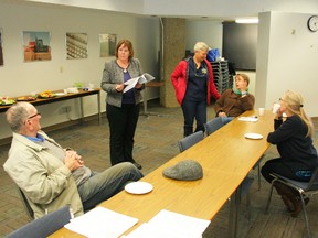 MLA Marg McCuaig-Boyd held a meet and greet for constituents March 27 to allow voters to quiz her on government policies and programs. Among those there were Jack Mackay (left), Peggy Johnson and Erin Moskalyk, and constituency office staffer Dianne Nellis.