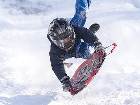 Owen Richard, 7, was among the sledders who flocked to the roughest run on the hill at Whitemud Park on Sunday, March 4.  

Shaughn Butts/Postmedia Network