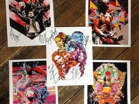 A preview of some of of the artwork WWE artist-in-residence Rob Schamberger will have available as part of WrestleMania Fan Axxess in New Orleans this week. (Photo courtesy of Rob Schamberger)