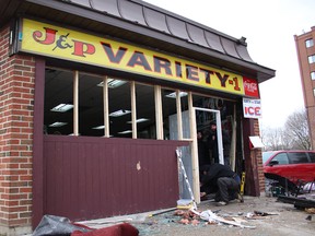 A Woodstock variety store suffered roughly $250,000 in damage after thieves backed an SUV through its entrance to gain access to its ATM. (CHRIS FUNSTON/SENTINEL-REVIEW)