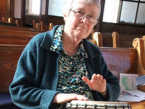 Though she's best known for playing piano, Ruth Girard's musical talents include playing in Kenora's percussion group where she plays the djembe (hand) drum. SHERI LAMB/Daily Miner and News/Postmedia Network