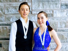 Figure skaters Josh Andari and Alyssa Robinson of Chatham-Kent won silver medals in pre-novice ice dance at the 2018 Ontario Winter Games in Orillia, Ont. (Contributed Photo)