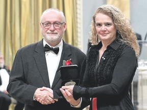 London artist Wyn Gelenyse with Governor General Julie Payette at Rideau Hall in Ottawa where he received his 2018 Governor General’s Award in Visual and Media Arts