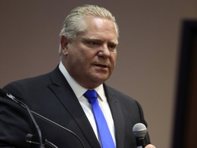 Ontario PC party leader Doug Ford at his acclamation candidacy for Etobicoke North riding in late March, will visit Northwestern Ontario, including Kenora, the week of April 9. Jack Boland/Postmedia Network
