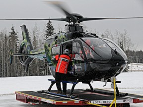 Local HERO medevac helicopter departs for a call on February 17, 2016. Supplied Image/Local HERO Foundation