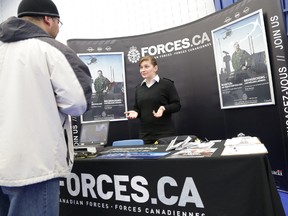 ntelligencer file photo
Master Seaman Monica Danila promotes the Canadian Forces at a career fair in 2014.