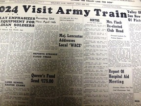 This week’s Throwback Thursday goes all the way back to 1942 and a special visit to Melfort.
An Army train paid a visit to Melfort and an amazing 2,024 people visited the train during the stop in Melfort. The purpose of the train was to show Army equipment. “We understand that visitors came from as far away as fifty miles to get a first hand glimpse of the equipment the Canadian Army needs to fight the Nazi hordes” the story explained.