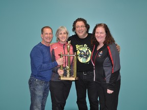 The Cochrane Curling Club hosted another successful event with the Mixed Bonspiel Mar. 23-25 at the Spray Lakes Family Centre Curling facility. Here are the "A" winners from Calgary/North Hill: Skip Derek Lylyk, Third Kimberly Wheelans, Second Todd Bolianatz, and Lead Jennifer Gagnon.