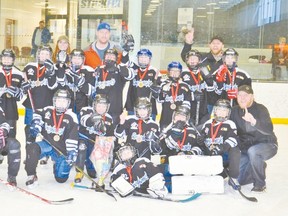 Submitted
The AtoMc 5C team wrapped up their season with a gold medal win at a tournament in Calgary. This is the first year for an all-girls atom team.