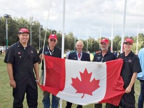 The team representing Canada at the 2017 World Plowing Contest in Nakuru, Kenya. Pictured are Tiverton’s Tom Evans, Keith Davenport, Jim Sachet, Daryl Hostrawaser and Jay Lennox from Ayton.