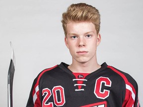 Isaac Langdon of Belleville and the Quinte AAA Red Devils was selected in the second round (No. 32 overall) by the Kitchener Rangers in today's 2018 OHL draft. (Kevin Sousa photo for the OMHA)