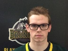 Humboldt goaltender Parker Tobin, 18, appears in this undated handout photo from the Humboldt Broncos.
