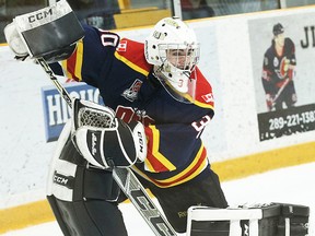 Goaltender Jonah Capriotti and his Wellington Dukes teammates are going to the 2018 OJHL Buckland Cup final. (Tim Bates/OJHL Images)