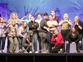 KASSIDY CHRISTENSEN HIGH RIVER TIMES/POSTMEDIA NETWORK. Actors in The Addams Family musical during a rehearsal on April 4.