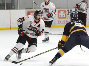 The Whitecourt Wolverines missed out on winning the North Division Final after losing four games in a row to the Spruce Grove Saints. Above, Wolverines left-winger Liam Motley skates (Peter Shokeir | Whitecourt Star).