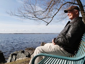 Luke Hendry/The Intelligencer
Prince Edward County resident Bill Kennedy takes in the early-morning sunshine along the Kiwanis Bayshore Trail Monday in Belleville. Environment Canada predicts seasonal spring weather will be slow in coming but temperatures should reach the late-April norm of about 15C on schedule.