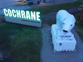 Cochrane's welcome sign, located on the Trans Canada Highway will be lit green for fifteen days.
