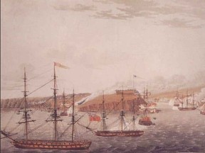 “Attack on Fort Oswego,” based on drawing and engraving by Lieutenant John Hewitt, Royal Marines Officer at the Battle. Parks Canada/(best image at War of 1812 Heritage) http://www.pc.gc.ca/apps/dfhd/page_nhs_eng.aspx?id=14212 http://www.militaryheritage.com/1812prints.htm