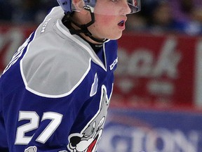 Sudbury Wolves defenceman Emmett Serensits was his team's first-ever pick in the OHL Under-18 Priority Selection. The second annual edition of the draft will be held on Wednesday. Gino Donato/The Sudbury Star/Postmedia Network