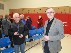 Western University history professor Alan MacEachern (right) spoke about 889 boxes of national daily climate observations he discovered in Environment Canada's Downsview facility and how he is using the information to track the nation's climate history. MacEachern spoke to members of Lambton Wildlife on March 26.
CARL HNATYSHYN/SARNIA THIS WEEK