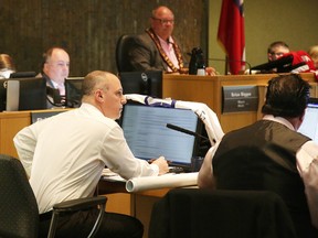 Ward 1 Coun. Mark Signoretti asks a question during a historic vote on rezoning the Kingsway Entertainment District on Tuesday. Gino Donato/Sudbury Star/Postmedia Network