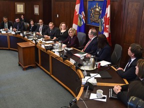 Premier Rachel Notley’s opening remarks at the cabinet meeting at the Alberta Legislature in Edmonton, April 9, 2018. Ed Kaiser/Postmedia