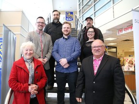 Finalists for the 2018 Mayor's Celebration of the Arts were announced at a news conference in Sudbury, Ont. on Wednesday April 11, 2018. On hand for the event were Iona Reed, left, who will receive a special award, and finalists Edouard Landry, Paul Loewenberg, Max Merrifield, Dan Bedard and Danielle Daniel, and Greater Sudbury Mayor Brian Bigger. John Lappa/Sudbury Star/Postmedia Network