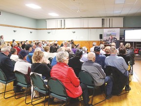 Residents living in Alberta's Industrial Heartland listen to a presentation during a Life in the Heartland community information session in Bruderheim. 

Photo courtesy Life in the Heartland