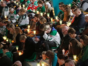Approximately 400 people attended a vigil held for former Drayton Valley Thunder hockey player Parker Tobin at the Omniplex in Drayton Valley on Tuesday, April 10. Larry Wong/Postmedia Network