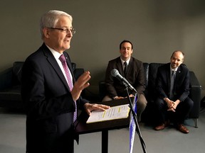 Elliot Ferguson/The Whig-Standard
Federal Transportation Minister Marc Garneau announces $33 million in funding for safety equipment at 11 airports across Canada, including $93,000 for Kingston’s Norman Rogers Airport, on Thursday.