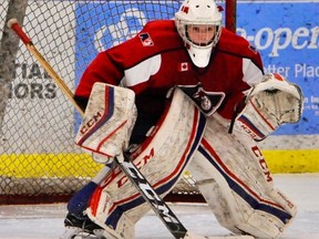 Goalie Reece Proulx, of North Bay, is among eight North Bay Battalion prospects selected for the OHL Gold Cup in Kitchener, May 3-6. Proulx and former Trappers teammates Pacey Schlueting, David Campbell, Jesse Kirkby and Jack Stockfish will play for Team NOHA. Tom Martineau File Photo