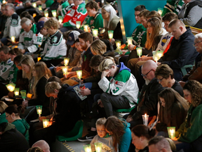 Approximately 400 people attended a vigil held for former Drayton Valley Thunder hockey player Parker Tobin at the Omniplex in Drayton Valley on Tuesday, April 10.