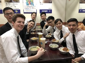 Conrad Hunt, a student from Lambton Kent Composite School in Dresden, is shown with co-workers from his co-op at a hotel in Taipei City, Taiwan. (Handout)
