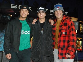 North Bay brothers Evan, Kieran and Bo Peltier had bit parts in the movie Indian Horse, which opens today in select theatres across Canada (including Sudbury's Silver City). The local trio were in some of the hockey scenes and they watched it together during a special screening at Galaxy Cinemas in North Bay, Thursday. Dave Dale / The Nugget