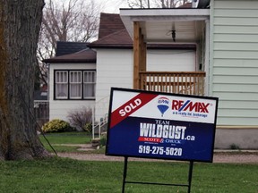 A real estate for sale sign is seen here in this Beacon Herald file photo. (Terry Bridge/Stratford Beacon Herald/Postmedia Network)