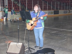 Wanda Bortis performed a few songs during a program  paying tribute to the Humboldt Broncos at the Northern Lights Palace on Friday, April 13.