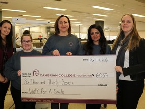 At this year’s Walk For A Smile event, Cambrian College students raised $6,000 for oral health services and supplies for people in need, through the public dental clinics offered at Cambrian. Supplied photo