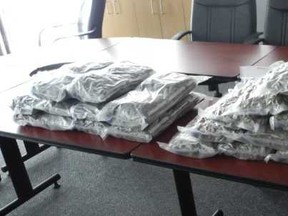 Police seized 30 pounds of marijuana when a vehicle was stopped on Highway 17 near Algoma Mills on Monday.