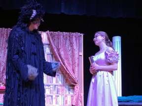 Kindrey Krol stars as Belle and Ben Hoerdt as the Beast in the Waterford District High School production of Beauty and the Beast. Contributed Photo