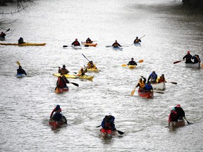 Sunday’s planned canoe race on the Sydenham River, in Dawn-Euphemia Township, was cancelled Wednesday morning after organizers determined that the race sites would be in poor condition following the weekend’s spring storm. File photo/Postmedia Network