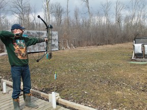 Lambton Bowhunters Association's Brian Savidant takes aim at a target at the association’s range.
CARL HNATYSHYN/SARNIA THIS WEEK