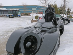 Yes, it's the Batmobile which arrived in Timmins on Tuesday. The vehicle and Brampton Batman are here to promote and celebrate the Timmins Comicon, which takes place at the McIntyre curling rink on the weekend. LEN GILLIS /  Postmedia Network