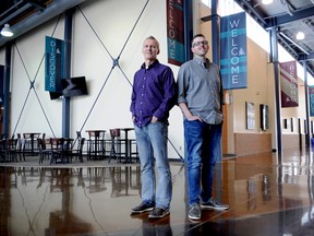 Rob Hogendoorn, founder and senior pastor of Forest City Community Church (left), and Nick Vander Ploeg, campus pastor. (CHRIS MONTANINI\LONDONER)