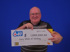 Submitted photo
Gary White of Stirling is celebrating after winning the guaranteed $1 million prize in the April 7 Lotto 6/49 draw. Since its launch in June 1982, Ontario Lotto 6/49 players have won more than $12.2 billion, including 1,354 jackpot wins and 231 guaranteed $1 million prize draws. The winning ticket was purchased at Pro One Stop on North Street in Stirling.