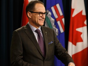 Finance Minister Joe Ceci at a news conference at the Alberta Legislature in Edmonton on Tuesday, April 10, 2018. Photo by Ian Kucerak/Postmedia Network