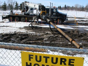 After months of waiting there is finally signs of progress on the new Childs World Day Care building site as contractors installed piles for the hopefully soon-to-be-delivered modular building that will house the Day Care. The day for move in can't come too soon.