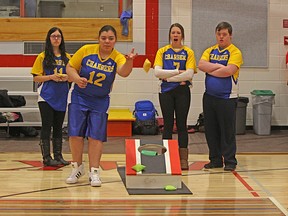 The Bert Church High School Unified Sports team attended a bocce-bag toss type tournament on Apr. 12 at Chestermere High School. These four students will be representing Alberta at the 2018 Special Olympics Ontario School Championships May 29-31 in Peterborough.