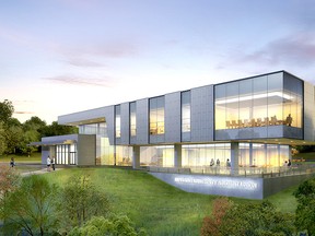 This architectural illustration depicts the proposed new student centre at Nipissing University. Image by Mitchell Jensen Architects.